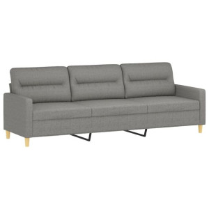Sofa 3-osobowa, ciemnoszara, 210 cm, tapicerowana tkaniną
