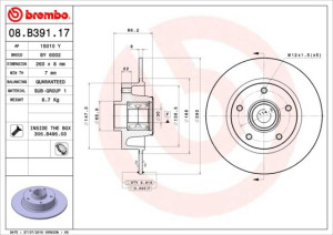 Tarcza hamulcowa BREMBO 08B39117 432006506R
