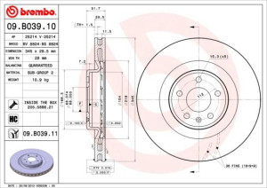 Tarcza hamulcowa BREMBO 09B03910 8K0615301K