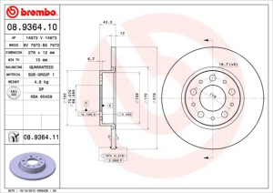 Tarcza hamulcowa BREMBO 08.9364.11 46843610