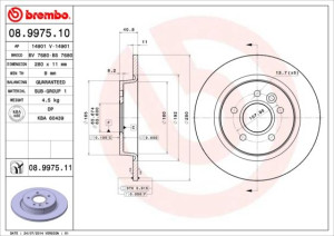 Tarcza hamulcowa BREMBO 08.9975.10 1253962