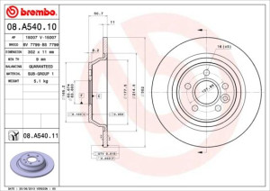 Tarcza hamulcowa BREMBO 08.A540.10 1405500