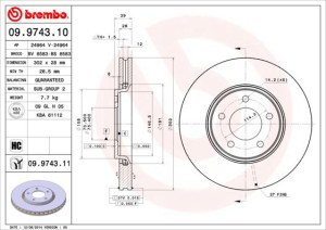 Tarcza hamulcowa BREMBO 09.9743.10 4683918AB