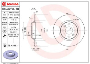 Tarcza hamulcowa BREMBO 08A26810 6001547683
