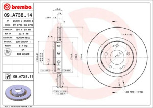 Tarcza hamulcowa BREMBO 09A73814 MR205215