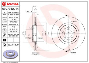 Tarcza hamulcowa BREMBO 09.7012.14 1J0615301E