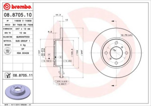 Tarcza hamulcowa BREMBO 08.8705.10 4700711