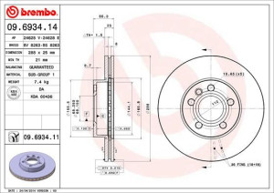 Tarcza hamulcowa BREMBO 09.6934.14 7M0615301G
