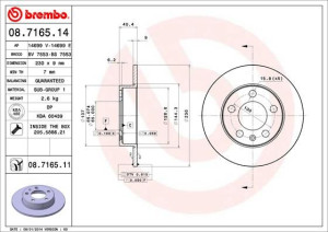 Tarcza hamulcowa BREMBO 08.7165.14 1J0615601