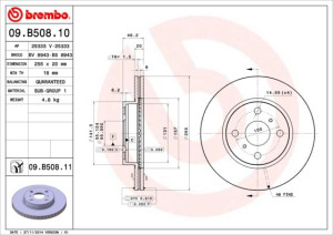 Tarcza hamulcowa BREMBO 09.B508.11 4351274010