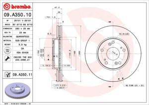 Tarcza hamulcowa BREMBO 09.A350.10 45251SEAE00