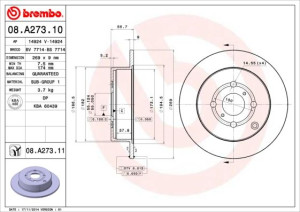 Tarcza hamulcowa BREMBO 08.A273.10 424310D050
