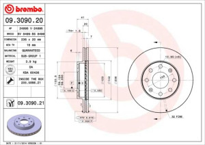 Tarcza hamulcowa BREMBO 09.3090.20 96574633