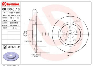 Tarcza hamulcowa BREMBO 08.B045.10 4243105070