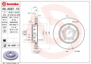 Tarcza hamulcowa BREMBO 09.A597.10 8D0615601D