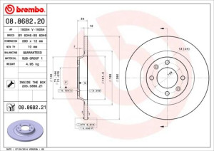 Tarcza hamulcowa BREMBO 08.8682.21 4249F7