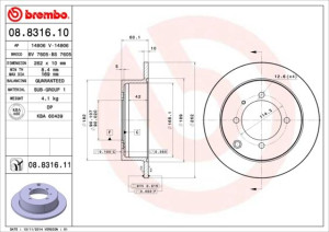 Tarcza hamulcowa BREMBO 08.8316.10 MB668083