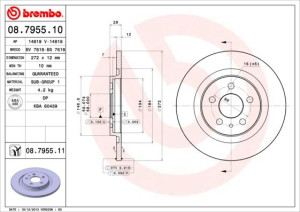 Tarcza hamulcowa BREMBO 08.7955.10 9464222687