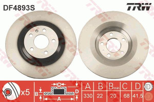 Tarcza hamulcowa TRW DF4893S 4F0615601B