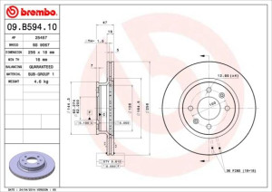 Tarcza hamulcowa BREMBO 09B59410 517121J500