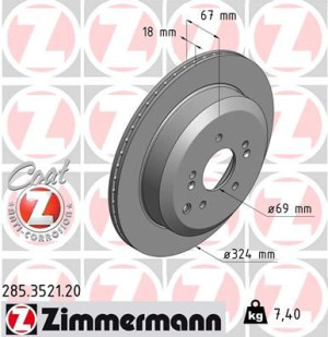 Tarcza hamulcowa ZIMMERMANN 285.3521.20 584113J500