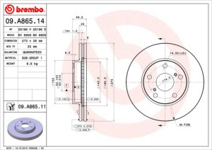 Tarcza hamulcowa BREMBO 09A86514 4351202180