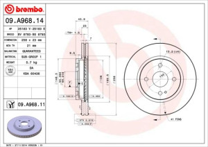 Tarcza hamulcowa BREMBO 09.A968.14 DF7133251