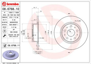 Tarcza hamulcowa BREMBO 08.6768.11 82488240