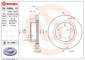 Tarcza hamulcowa BREMBO 09.A966.11 4351260180