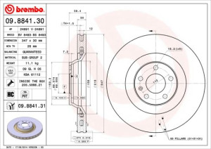 Tarcza hamulcowa BREMBO 09.8841.30 4F0615301G