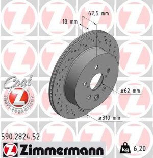 Tarcza hamulcowa ZIMMERMANN 590.2824.52 4243130290