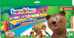 Kredki Bambino Trójkątne 24 kol. GRUBE