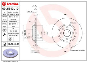 Tarcza hamulcowa BREMBO 09.5843.10 46401356