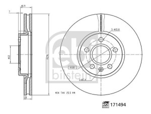 Tarcza hamulcowa FEBI BILSTEIN 171494 31423722 VOLVO S90 II  16- przód