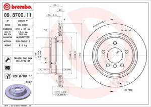 Tarcza hamulcowa BREMBO 09.8700.11 34212227178