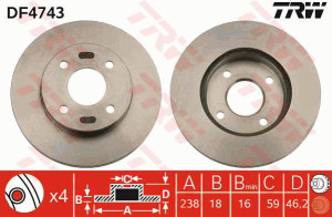 Tarcza hamulcowa TRW DF4743 4020672B00