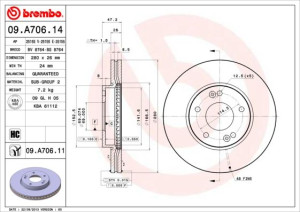 Tarcza hamulcowa BREMBO 09A70611 517121D100