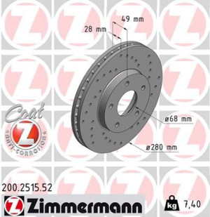 Tarcza hamulcowa ZIMMERMANN 200.2515.52 402064U107