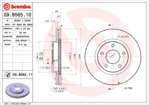 Tarcza hamulcowa BREMBO 09.B565.10 402061KA3A