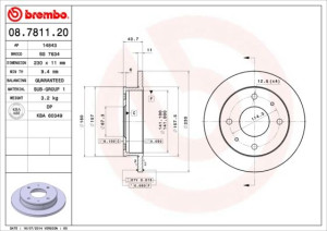 Tarcza hamulcowa BREMBO 08.7811.20 5171202110