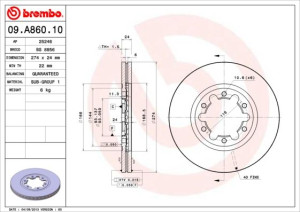 Tarcza hamulcowa BREMBO 09A86010 UH7433251