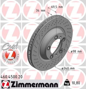 Tarcza hamulcowa ZIMMERMANN 460.4501.20 99135140401