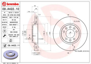 Tarcza hamulcowa BREMBO 09.A422.10 424920