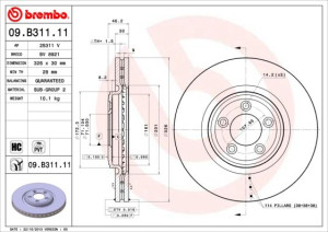 Tarcza hamulcowa BREMBO 09.B311.11 C2C25336