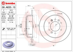 Tarcza hamulcowa BREMBO 08.A633.10 584114D000
