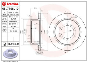 Tarcza hamulcowa BREMBO 08.7106.10 MB618797