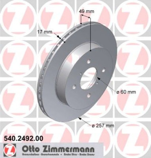 Tarcza hamulcowa ZIMMERMANN 540.2492.00 5531180G00