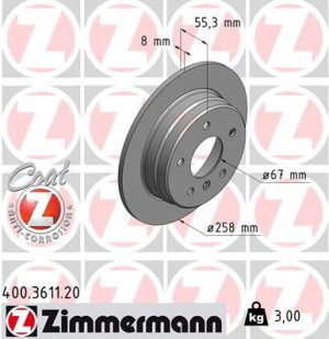Tarcza hamulcowa ZIMMERMANN 400.3611.20 1684230212