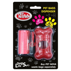 PET NOVA Dyspenser na Worki Oraz Jedna Rolka 20szt Czerwone