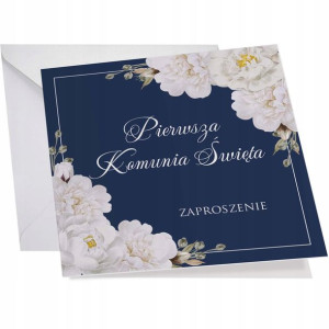 Zaproszenie Komunia Święta+koperta Granatowe Y7